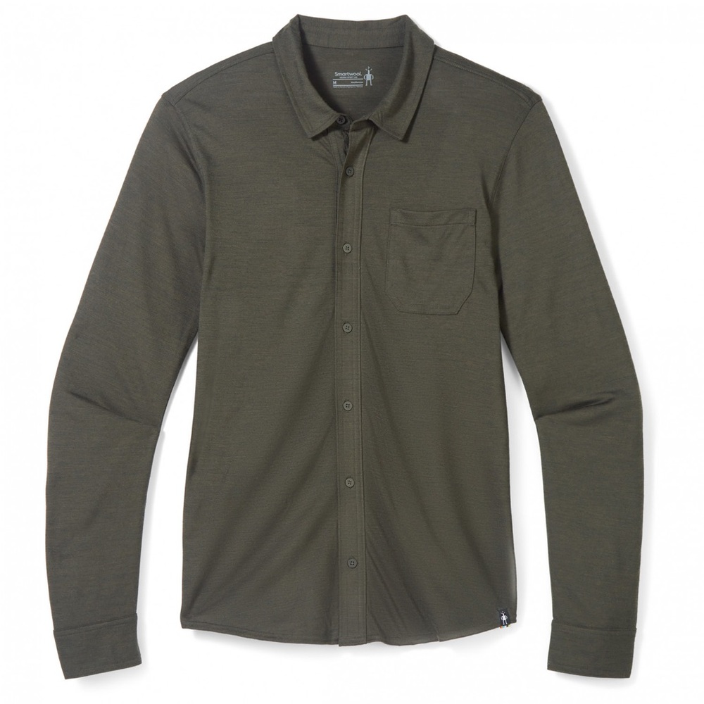 Smartwool Merino Button-Up Shirt– Deep Green—Men’s Size M—Layering Essential